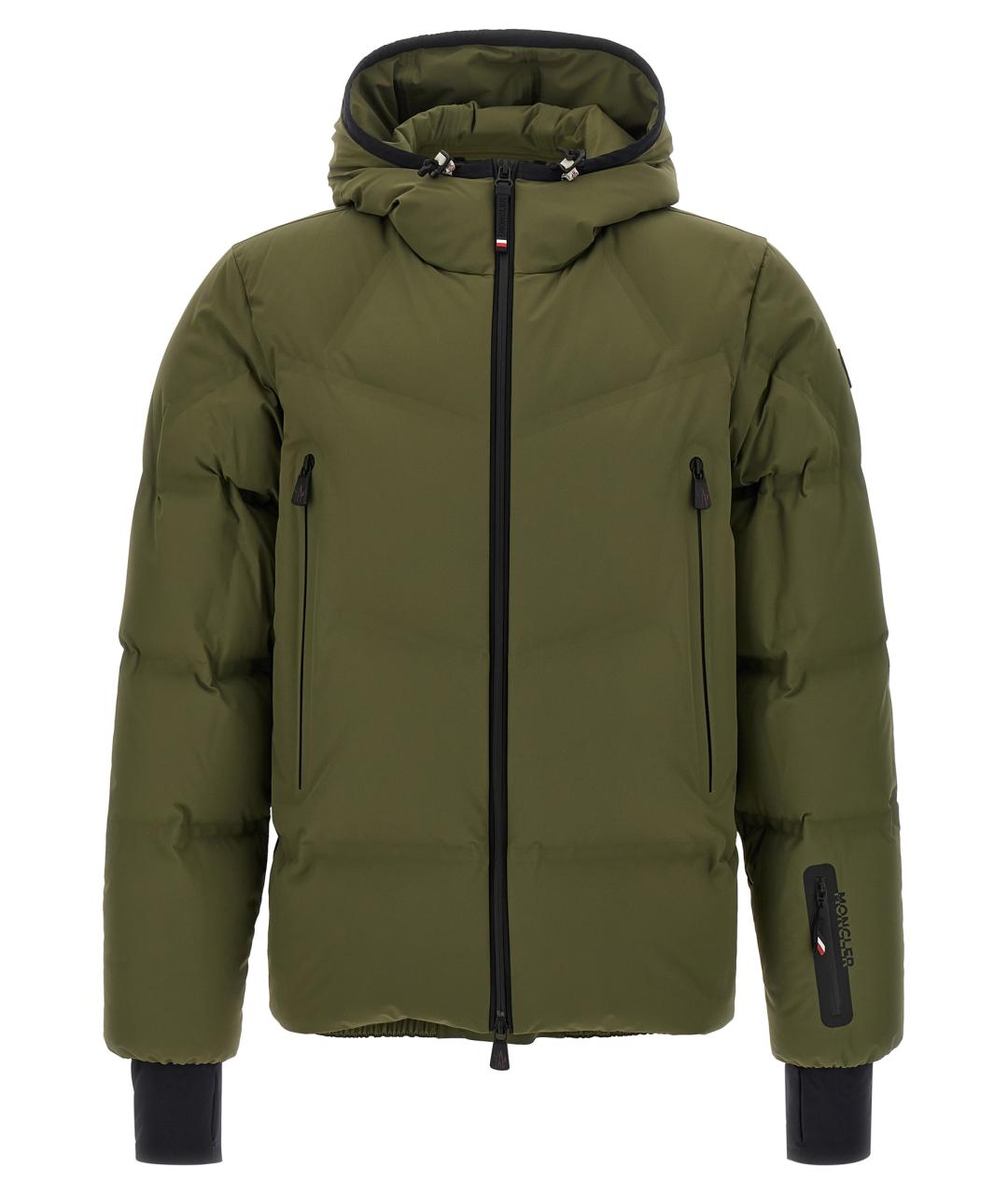 MONCLER GRENOBLE Зеленый полиамидовый пуховик, фото 1