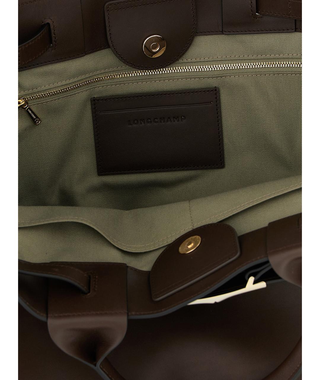 LONGCHAMP Коричневая кожаная сумка тоут, фото 4