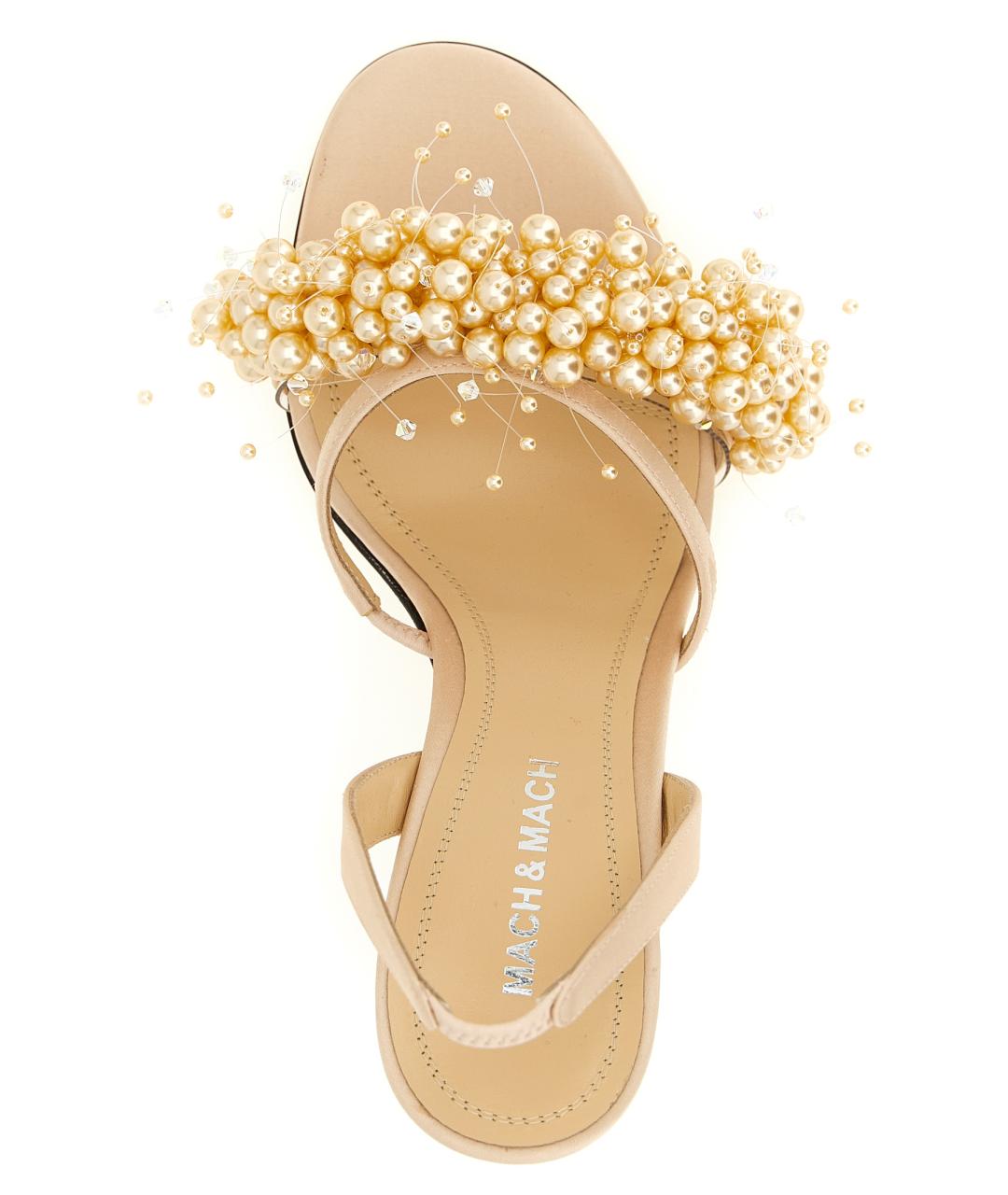 MACH&MACH Золотые текстильные босоножки, фото 4