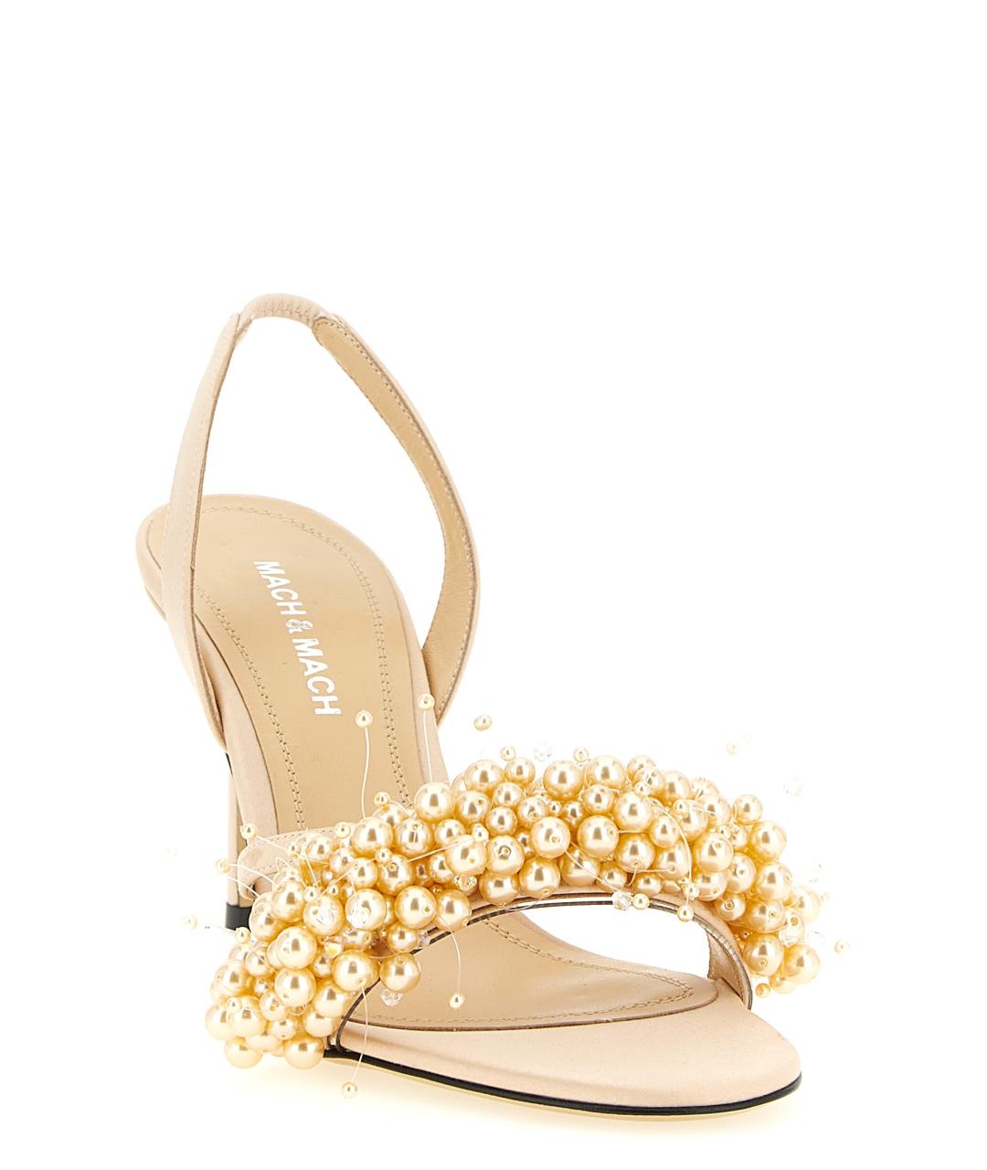 MACH&MACH Золотые текстильные босоножки, фото 2