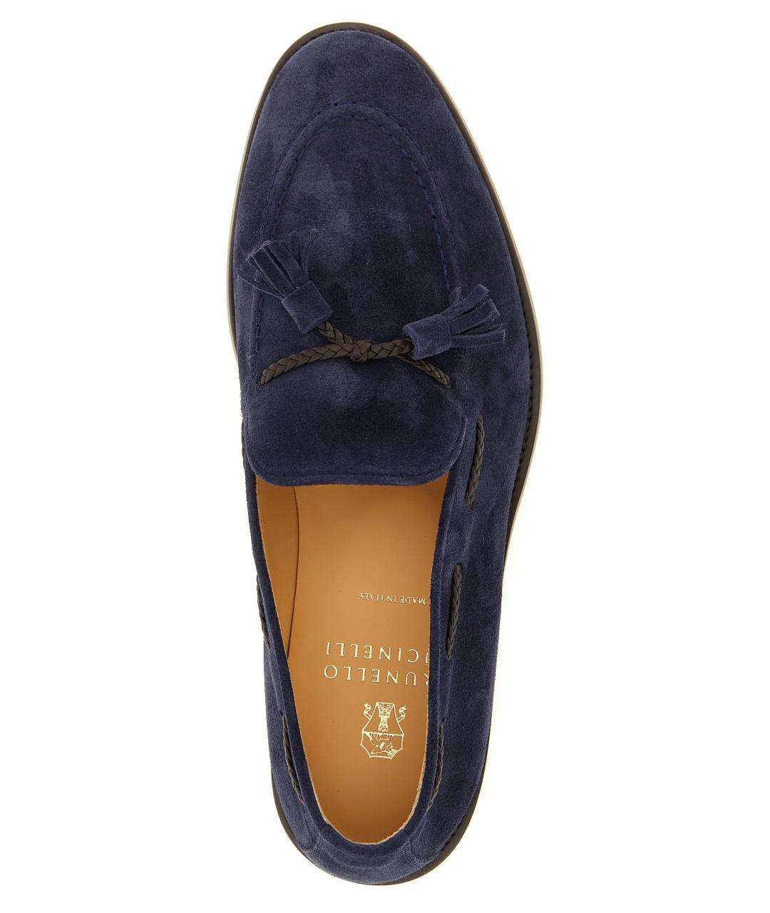 BRUNELLO CUCINELLI Темно-синие замшевые лоферы, фото 4