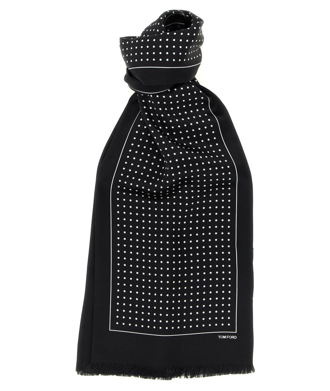 TOM FORD Черный шелковый шарф, фото 1
