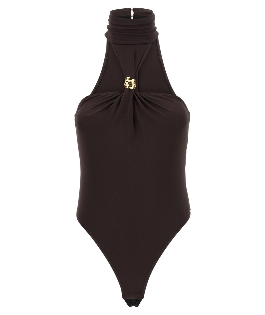 ELISABETTA FRANCHI Коричневое вискозное боди, фото 1