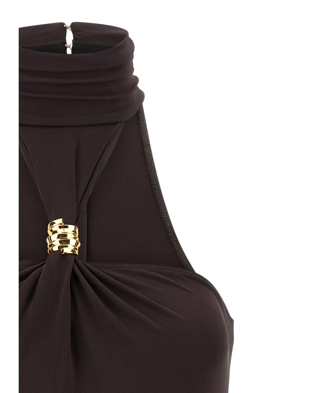 ELISABETTA FRANCHI Коричневое вискозное боди, фото 3