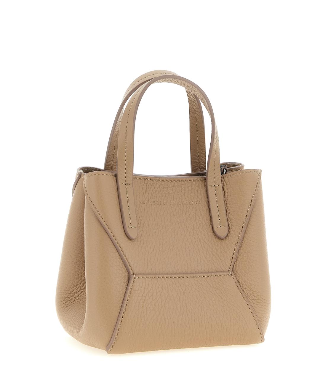 BRUNELLO CUCINELLI Бежевая кожаная сумка тоут, фото 3