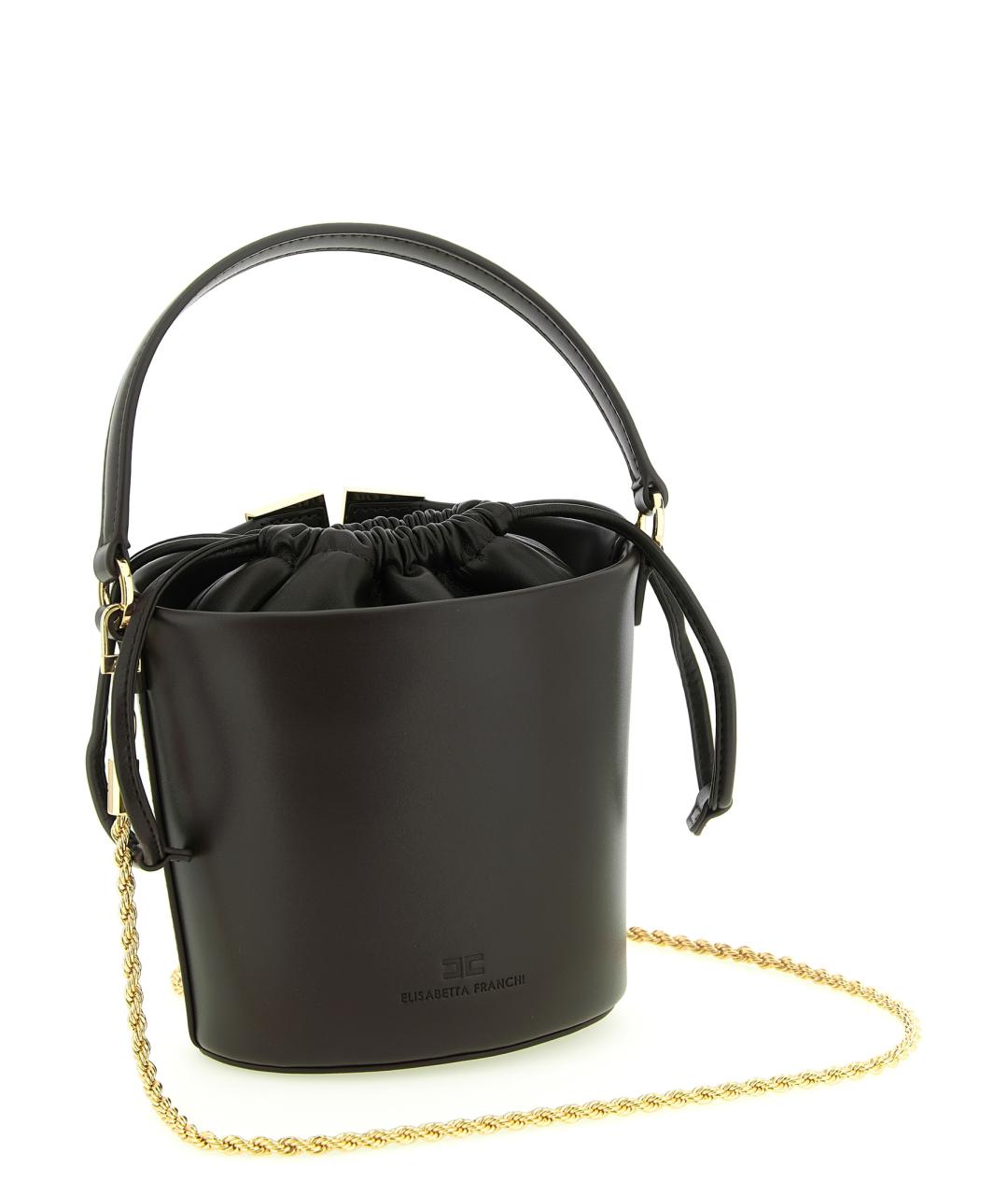 ELISABETTA FRANCHI Черная сумка тоут из искусственной кожи, фото 2