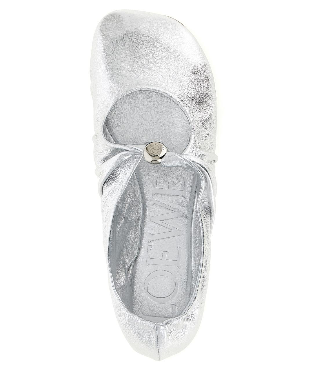 LOEWE Серебряные кожаные балетки, фото 4
