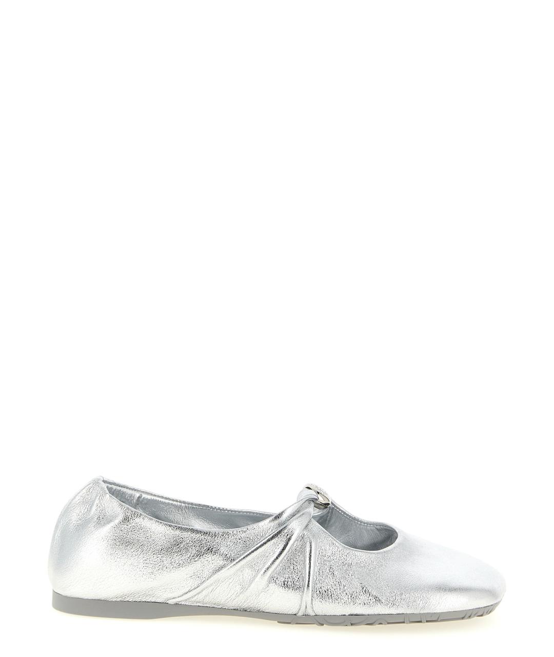 LOEWE Серебряные кожаные балетки, фото 1