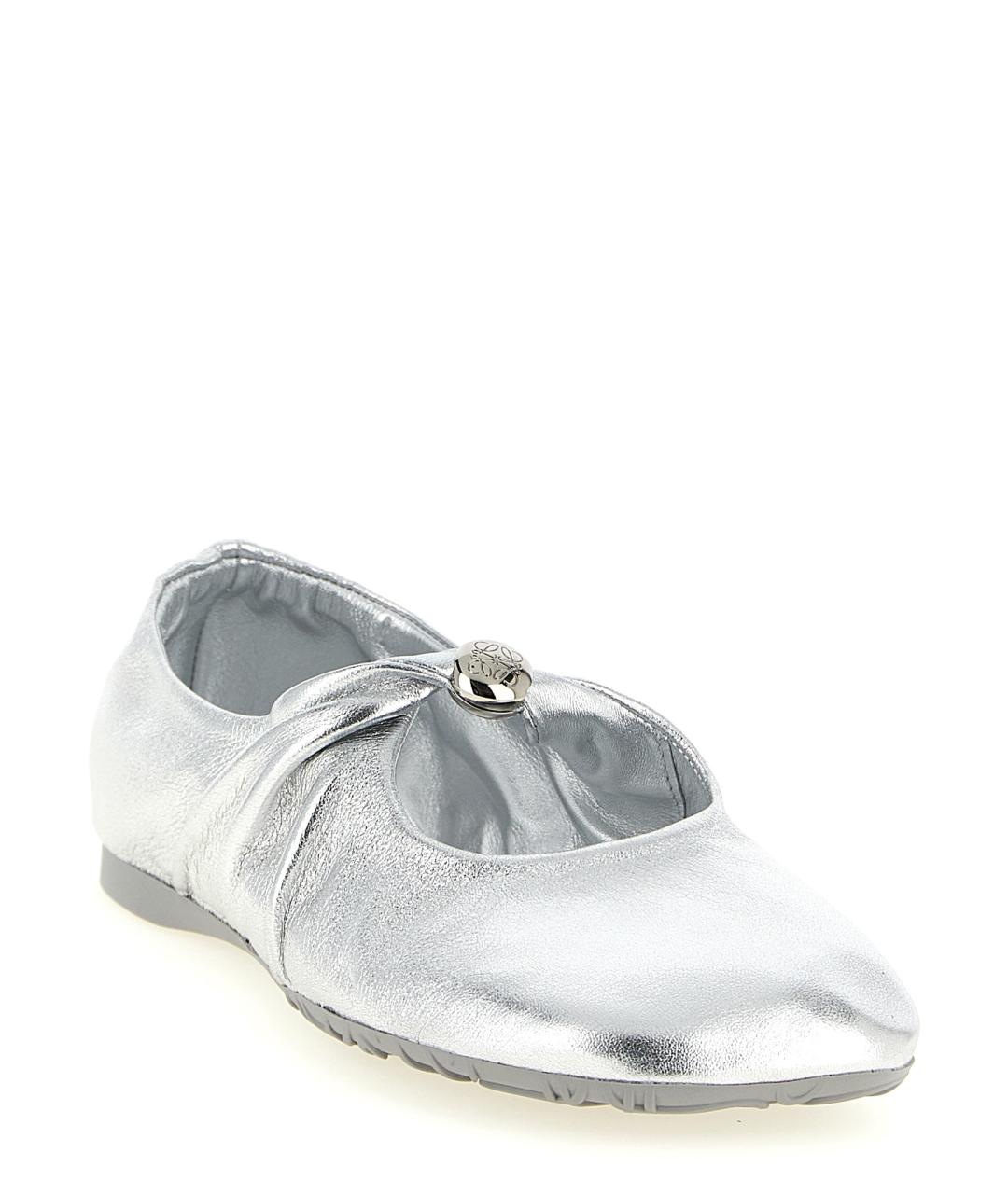 LOEWE Серебряные кожаные балетки, фото 2