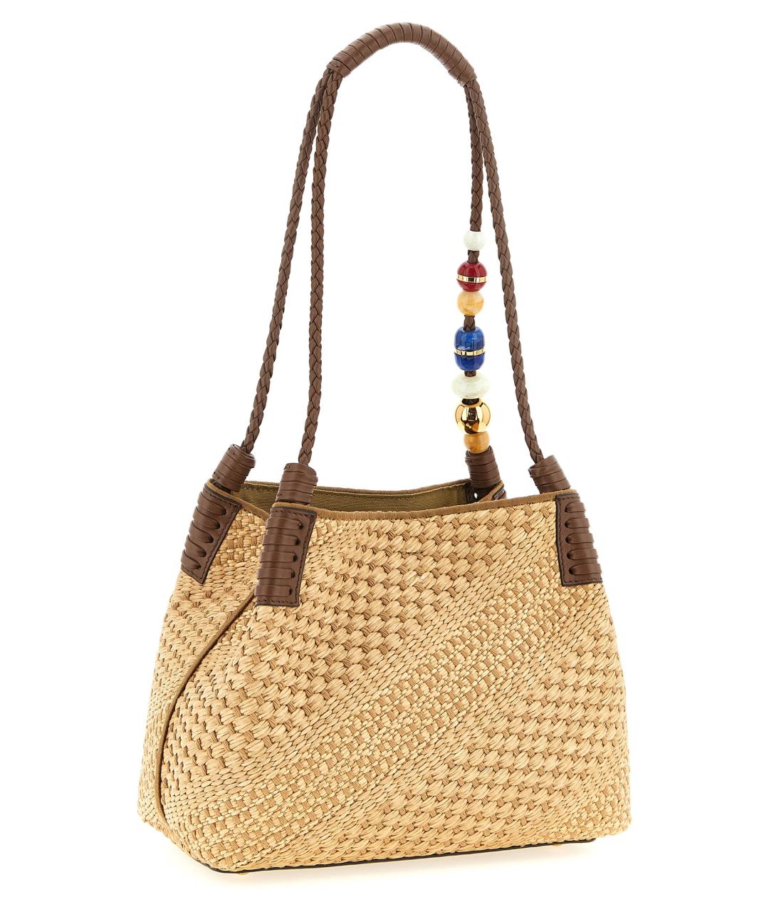 ETRO Бежевая пелетеная сумка тоут, фото 2