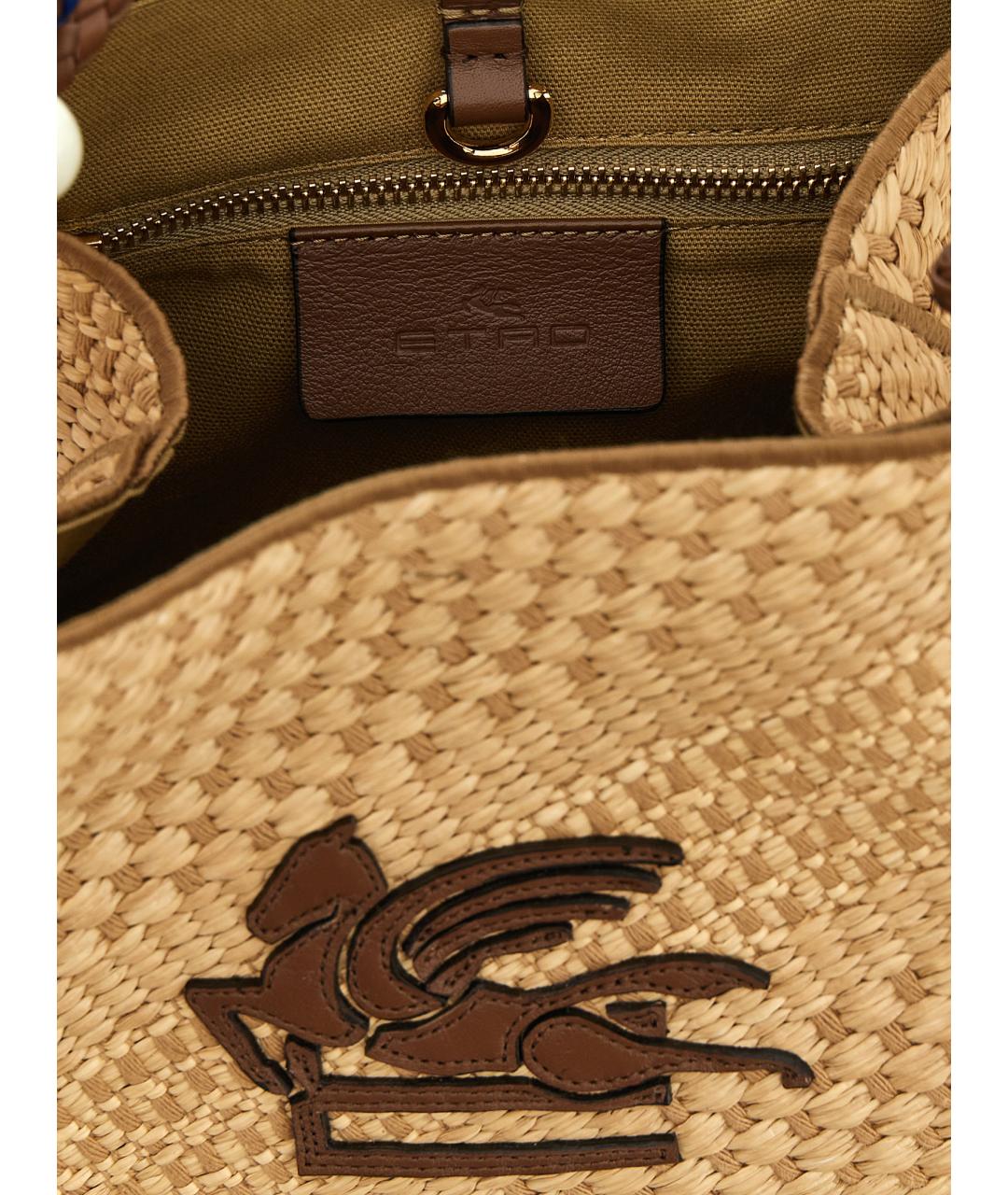 ETRO Бежевая пелетеная сумка тоут, фото 4