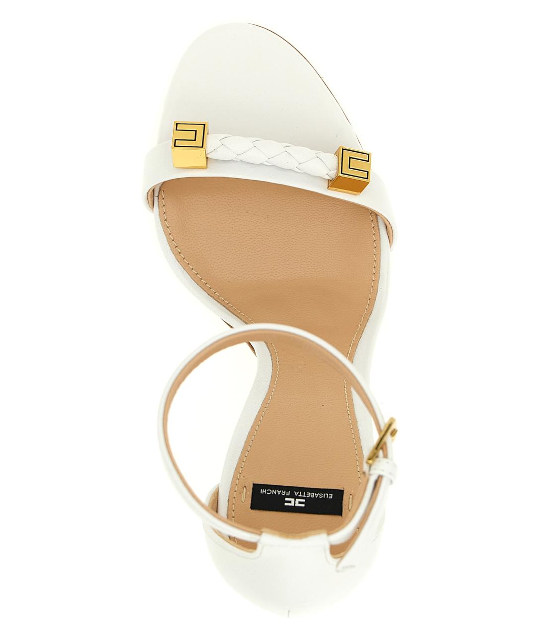 ELISABETTA FRANCHI Белые кожаные босоножки, фото 4
