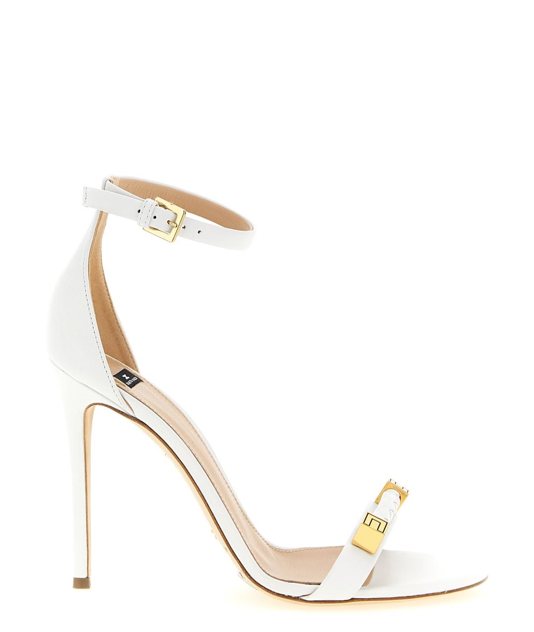 ELISABETTA FRANCHI Белые кожаные босоножки, фото 1