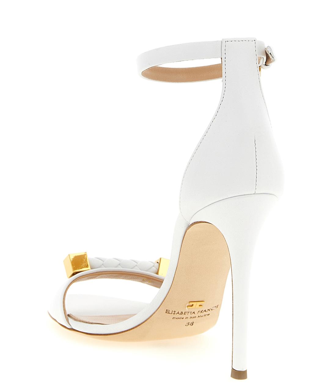 ELISABETTA FRANCHI Белые кожаные босоножки, фото 3