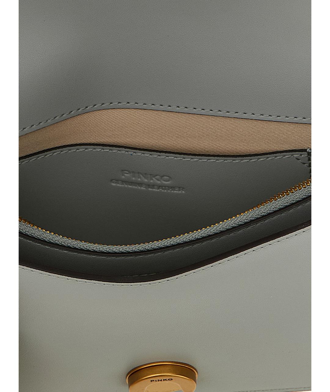 PINKO Серая кожаная сумка через плечо, фото 4