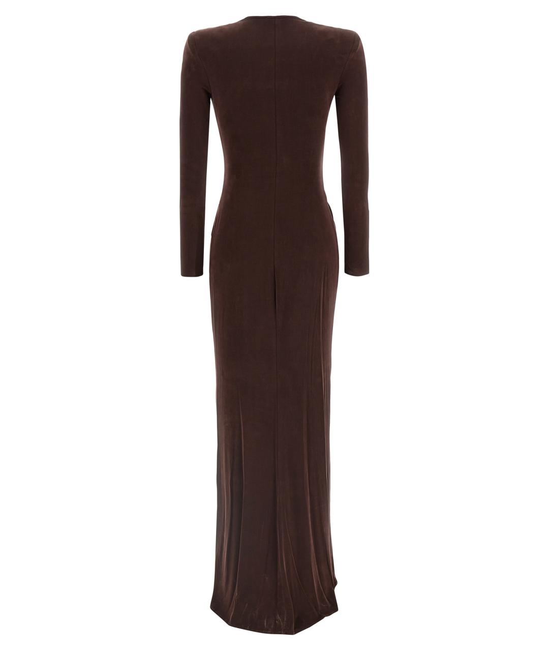 ELISABETTA FRANCHI Коричневое вискозное вечернее платье, фото 2