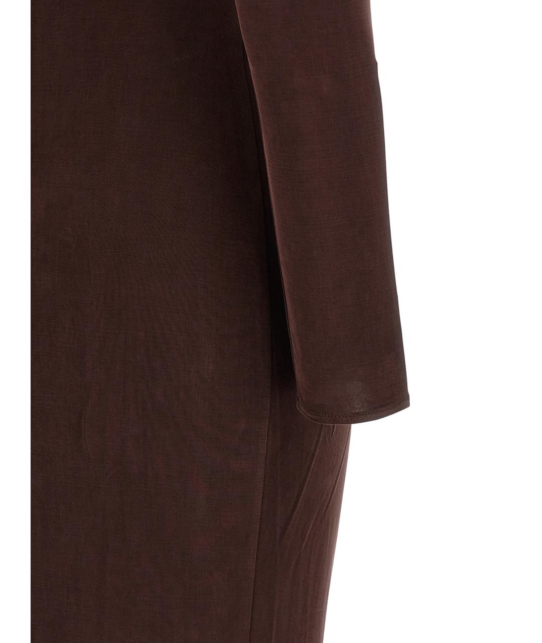 ELISABETTA FRANCHI Коричневое вискозное вечернее платье, фото 4