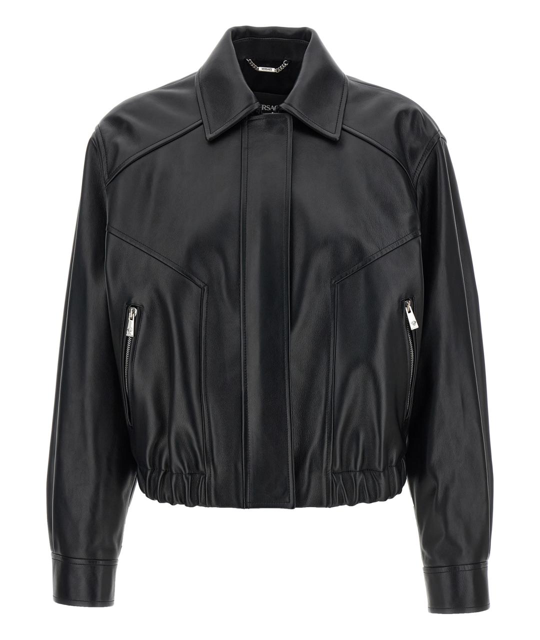 VERSACE Черная кожаная куртка, фото 1