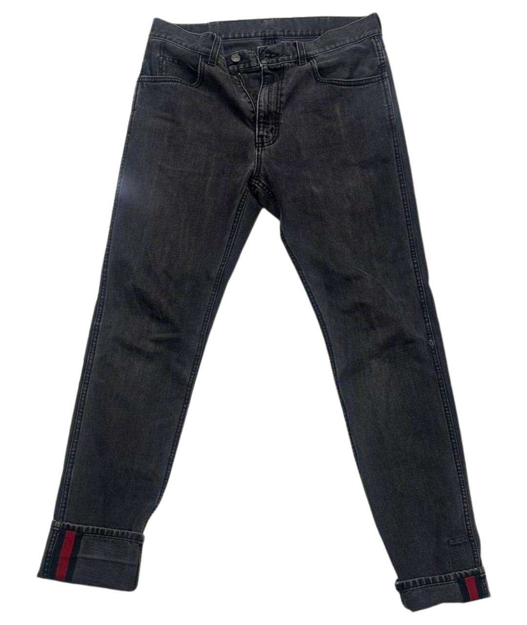 GUCCI Антрацитовые хлопковые джинсы скинни, фото 1