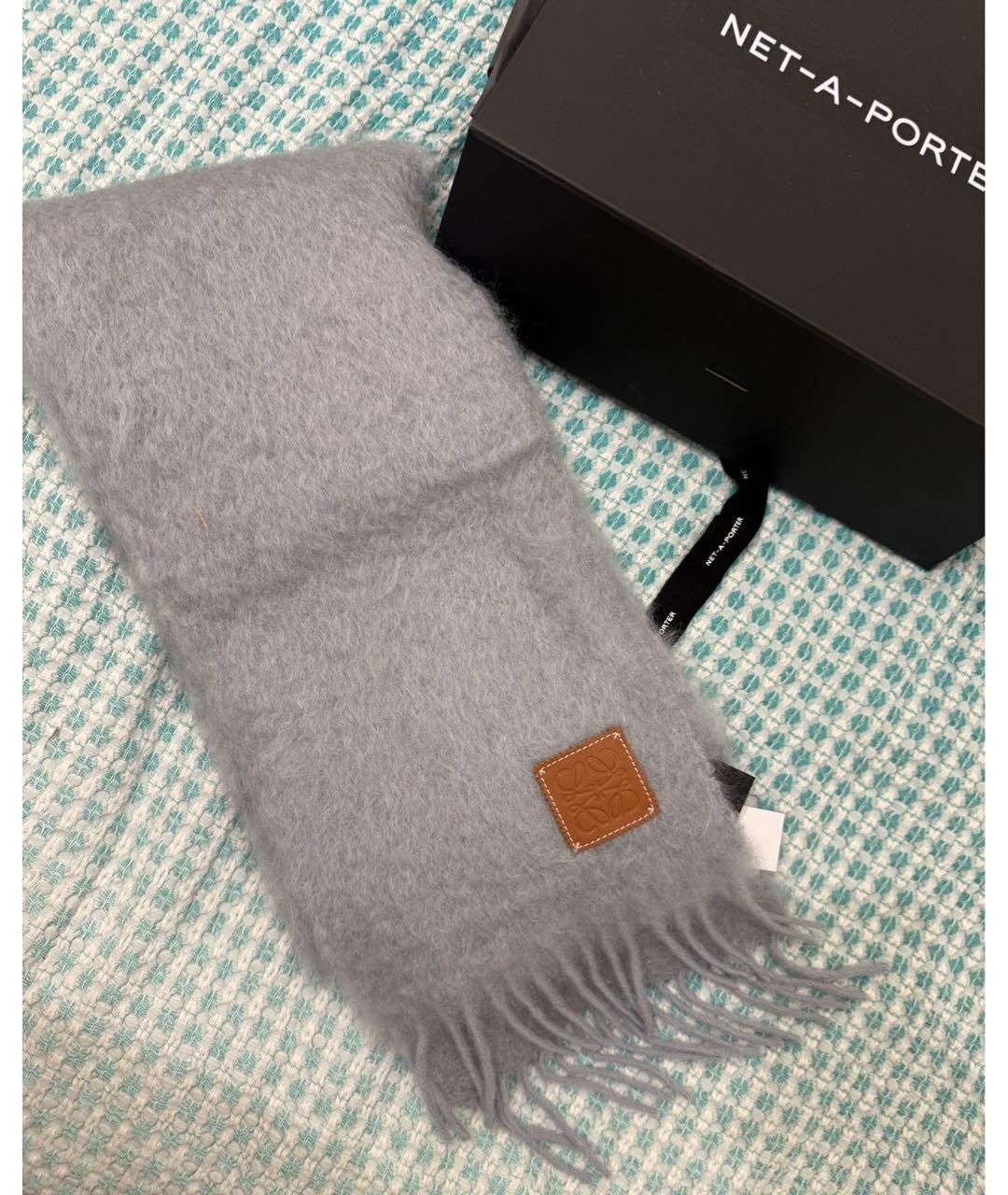 LOEWE Серый шерстяной шарф, фото 8