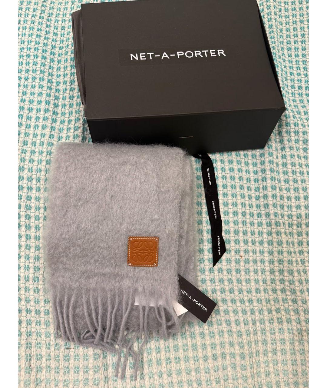 LOEWE Серый шерстяной шарф, фото 3