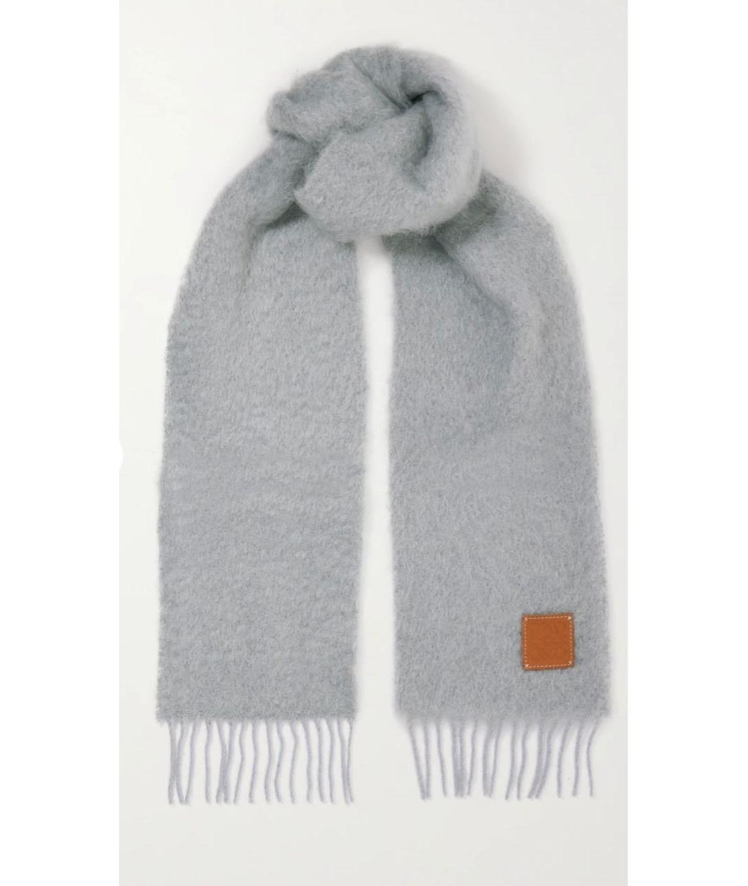 LOEWE Серый шерстяной шарф, фото 9
