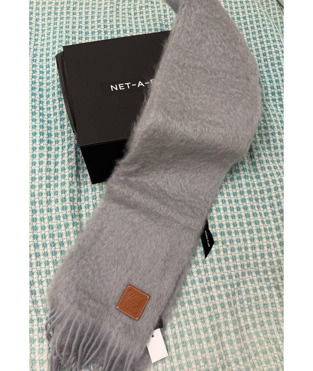 LOEWE Серый шерстяной шарф, фото 4