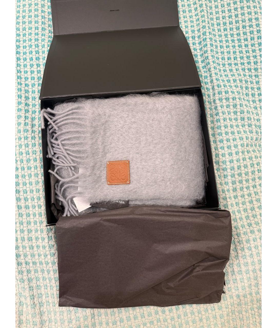 LOEWE Серый шерстяной шарф, фото 2