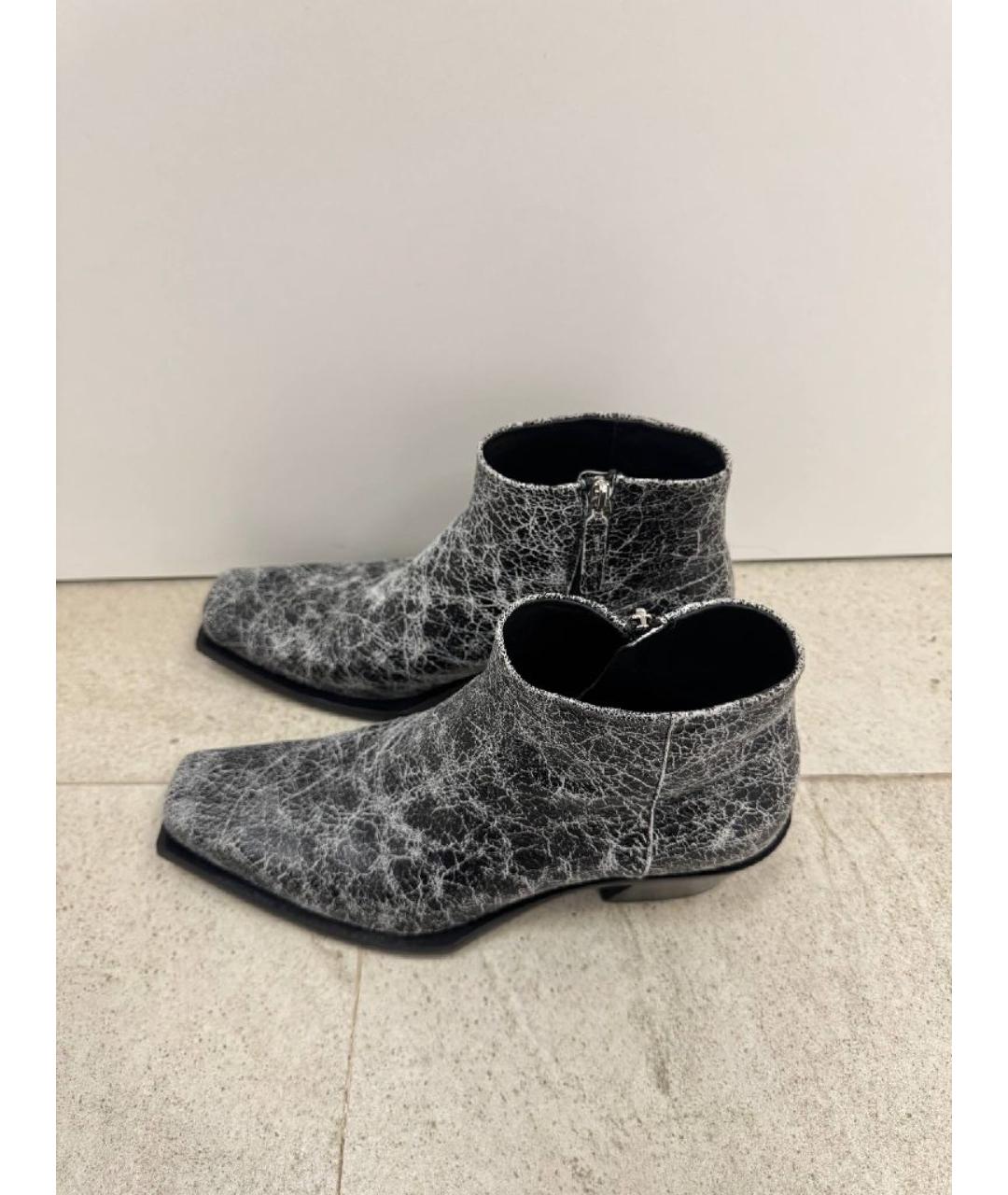 DIESEL Антрацитовые кожаные низкие ботинки, фото 5