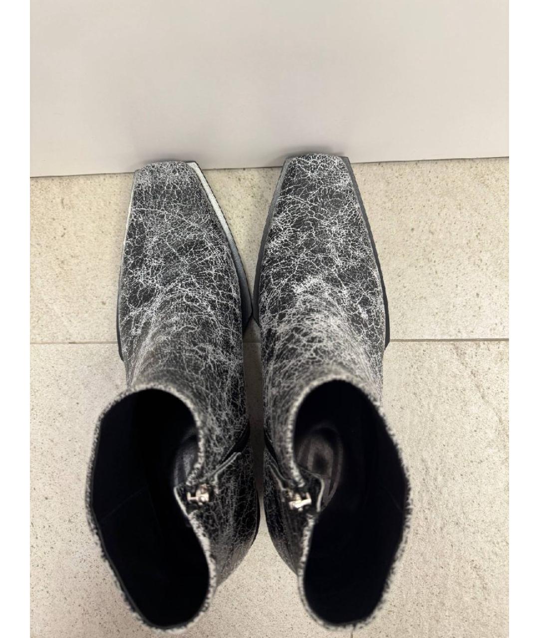 DIESEL Антрацитовые кожаные низкие ботинки, фото 3