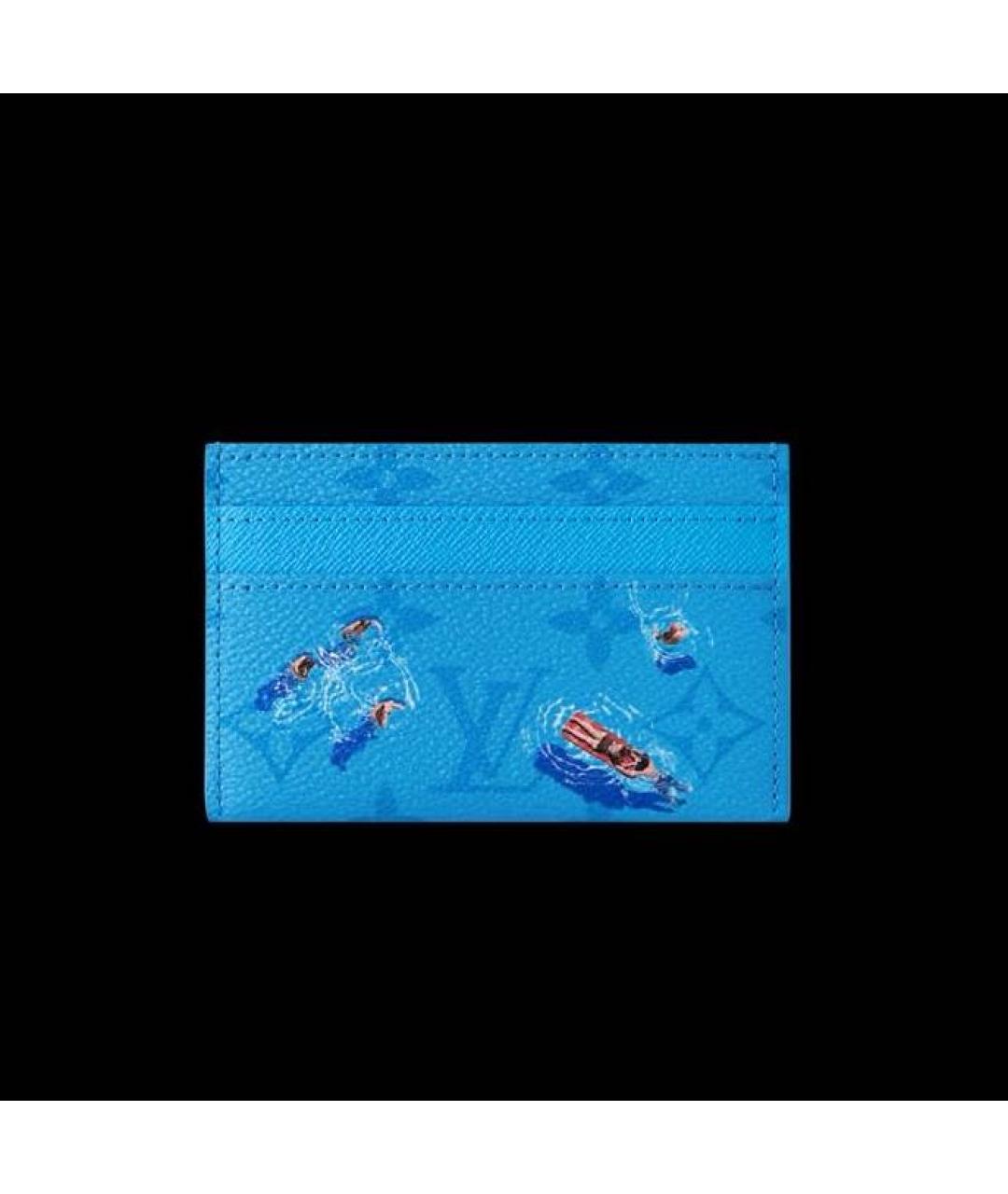 LOUIS VUITTON Синий кожаный кардхолдер, фото 7