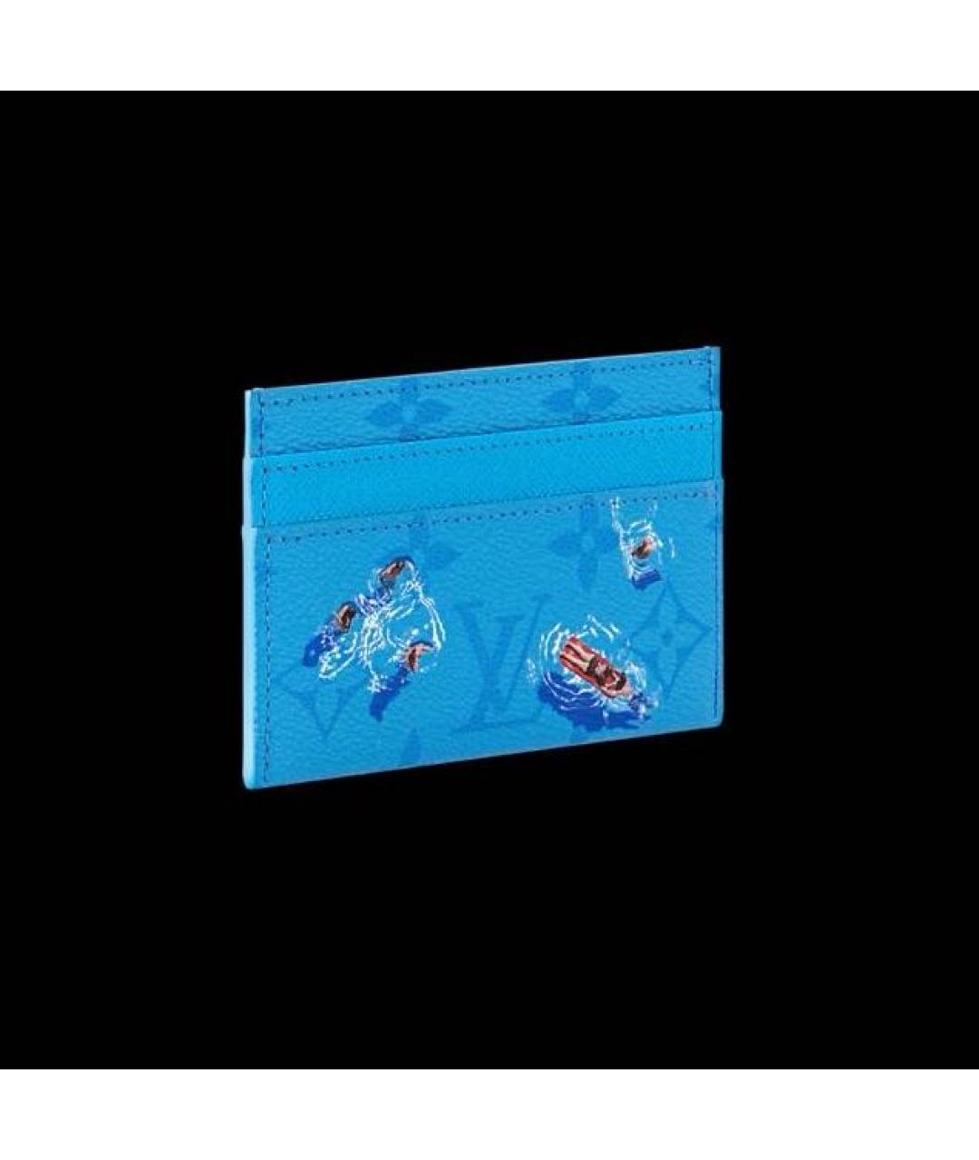 LOUIS VUITTON Синий кожаный кардхолдер, фото 2