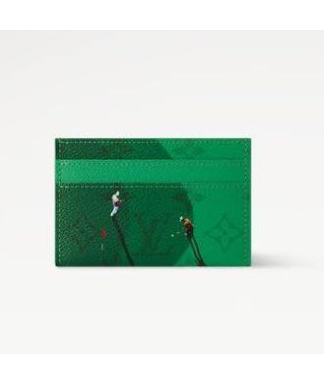 LOUIS VUITTON Зеленый кожаный кардхолдер, фото 4