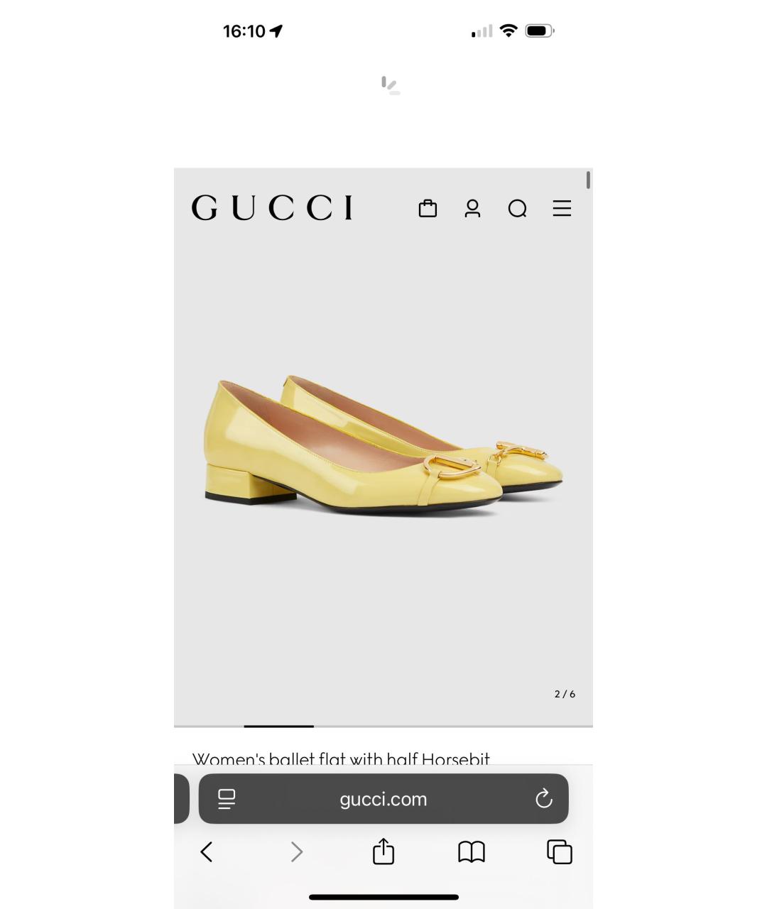 GUCCI Желтые туфли из лакированной кожи, фото 2