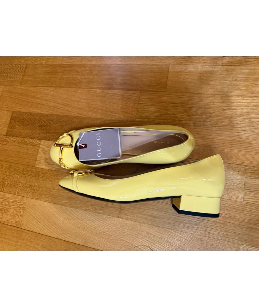 GUCCI Желтые туфли из лакированной кожи, фото 7