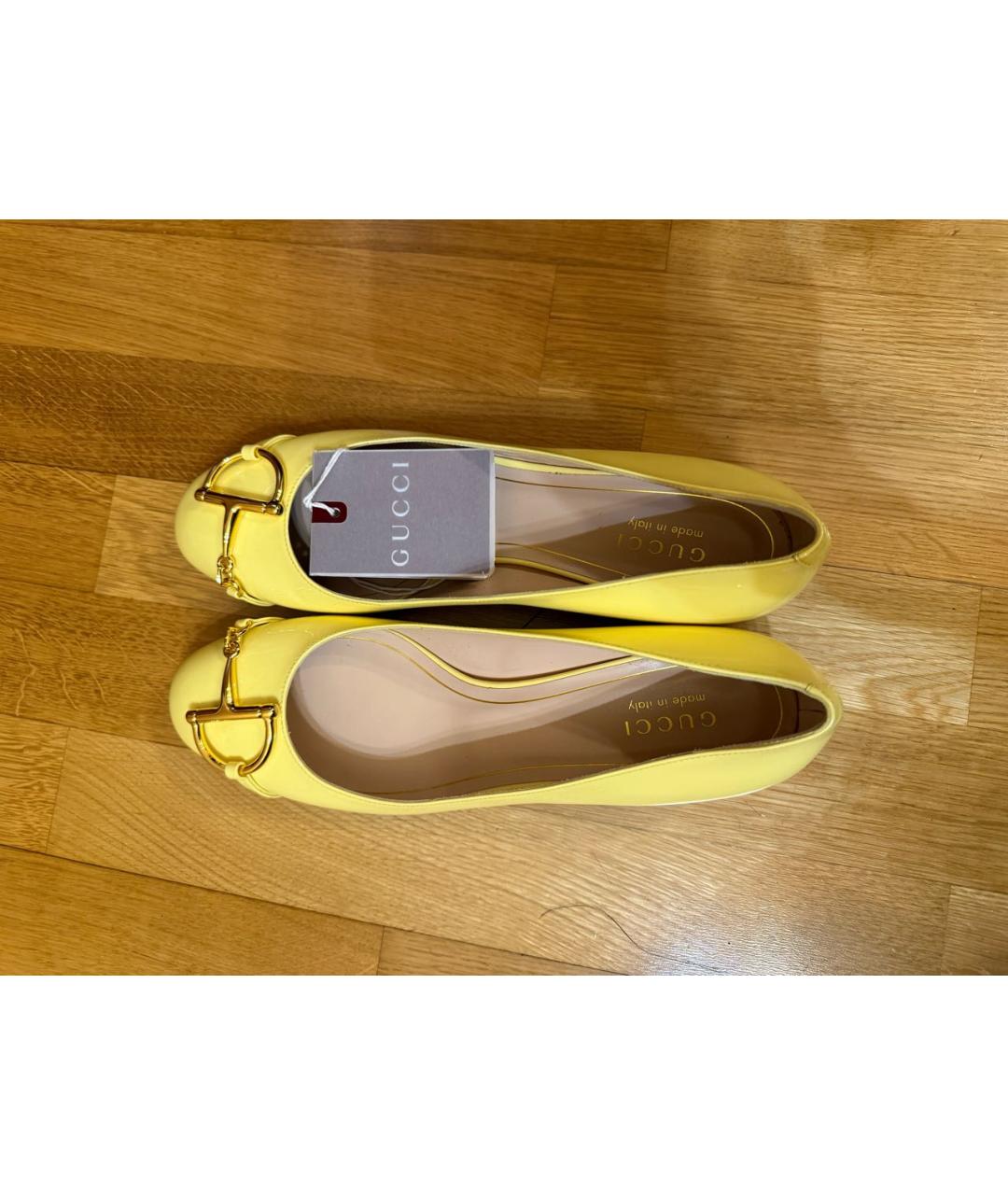 GUCCI Желтые туфли из лакированной кожи, фото 3