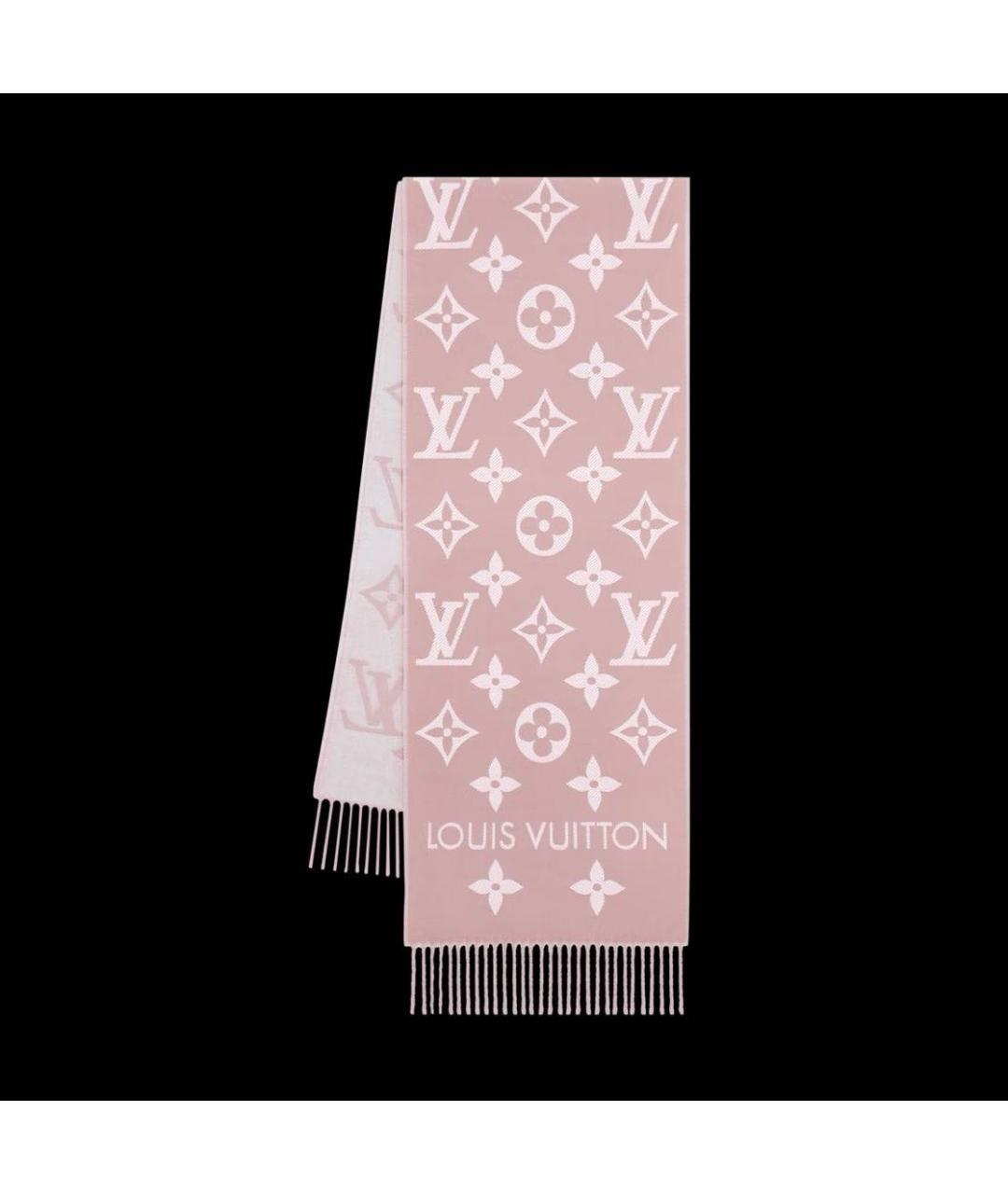 LOUIS VUITTON Розовый шерстяной шарф, фото 8