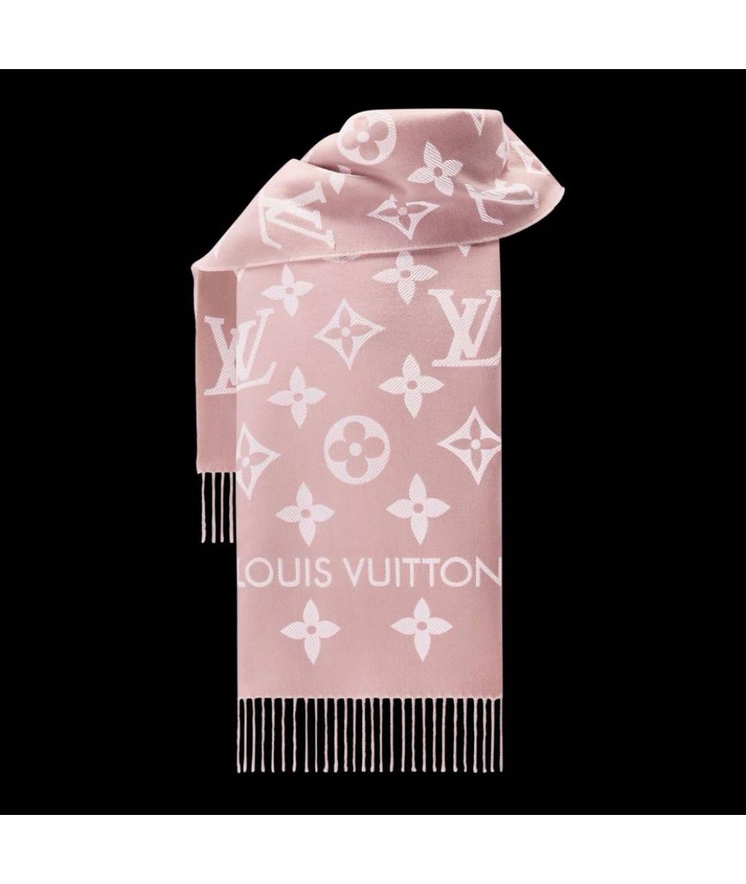 LOUIS VUITTON Розовый шерстяной шарф, фото 3