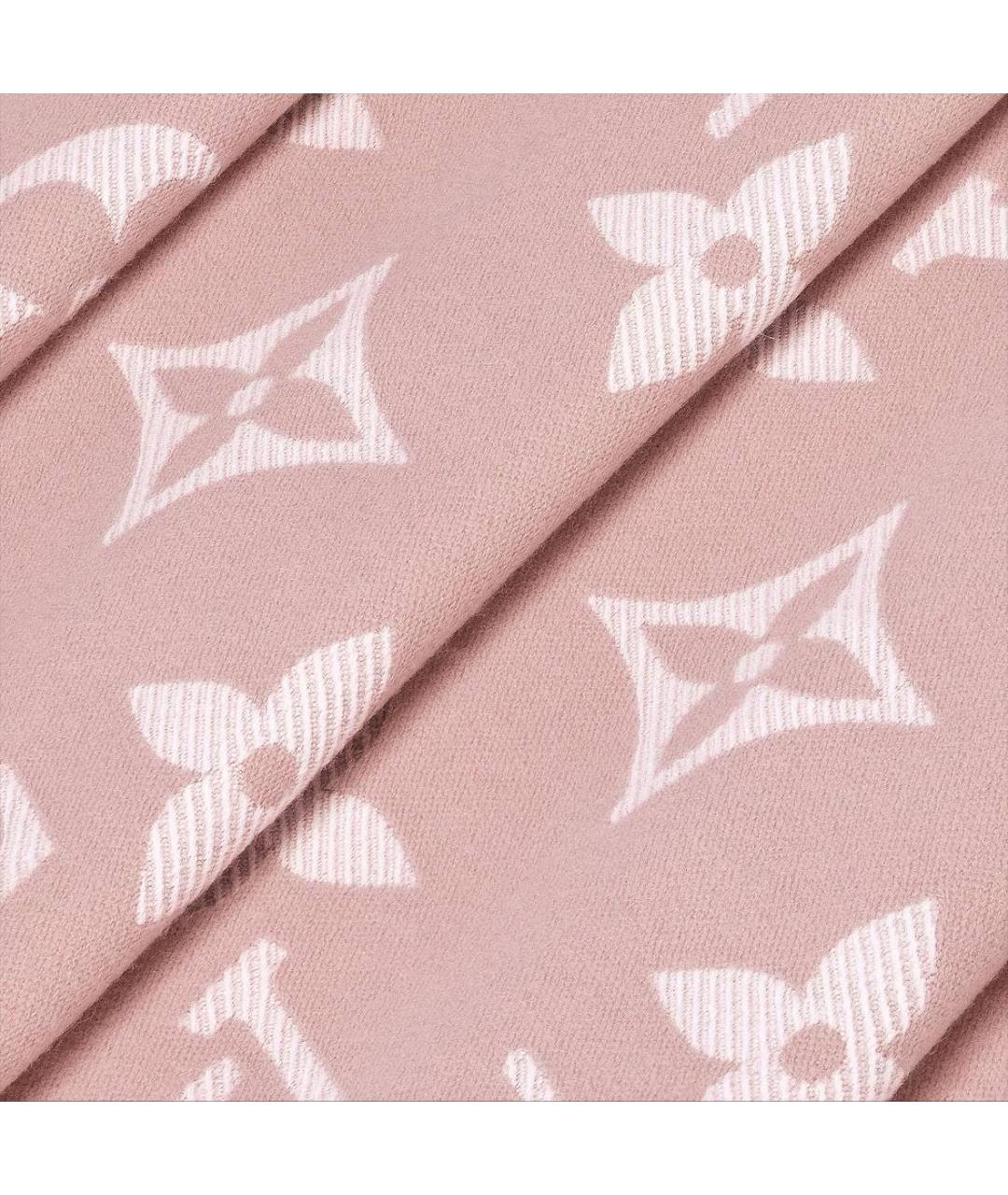 LOUIS VUITTON Розовый шерстяной шарф, фото 4