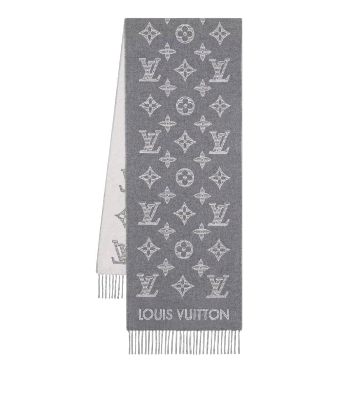 LOUIS VUITTON Серый шерстяной шарф, фото 1