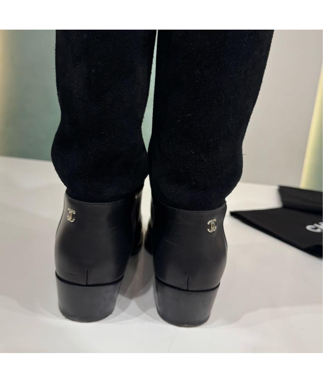 CHANEL Черные кожаные сапоги, фото 5