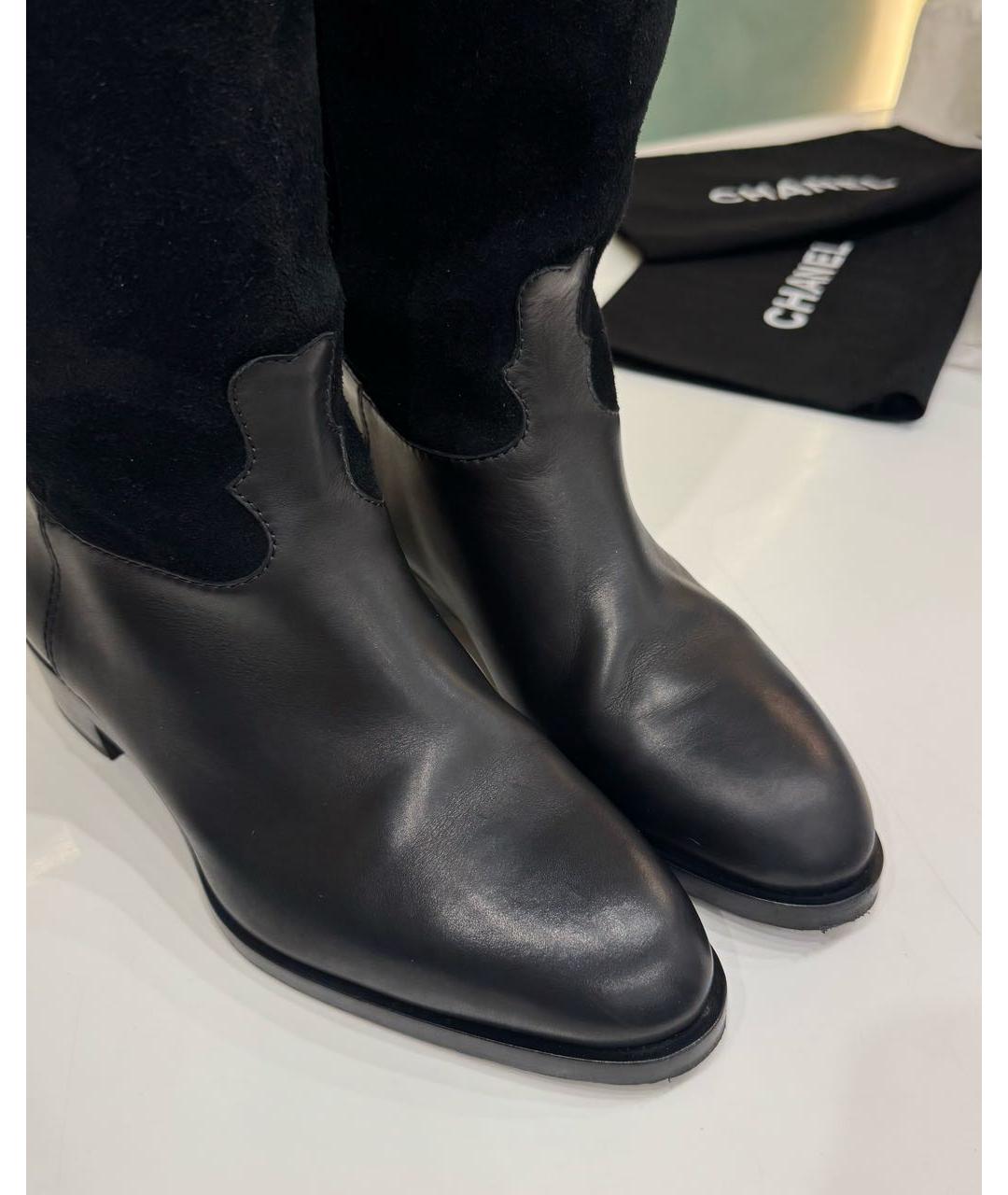 CHANEL Черные кожаные сапоги, фото 3