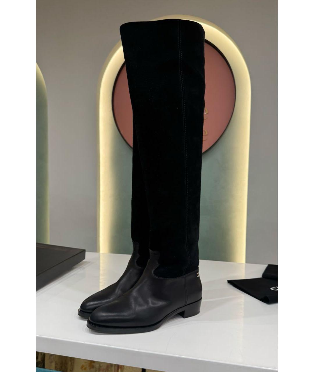 CHANEL Черные кожаные сапоги, фото 4