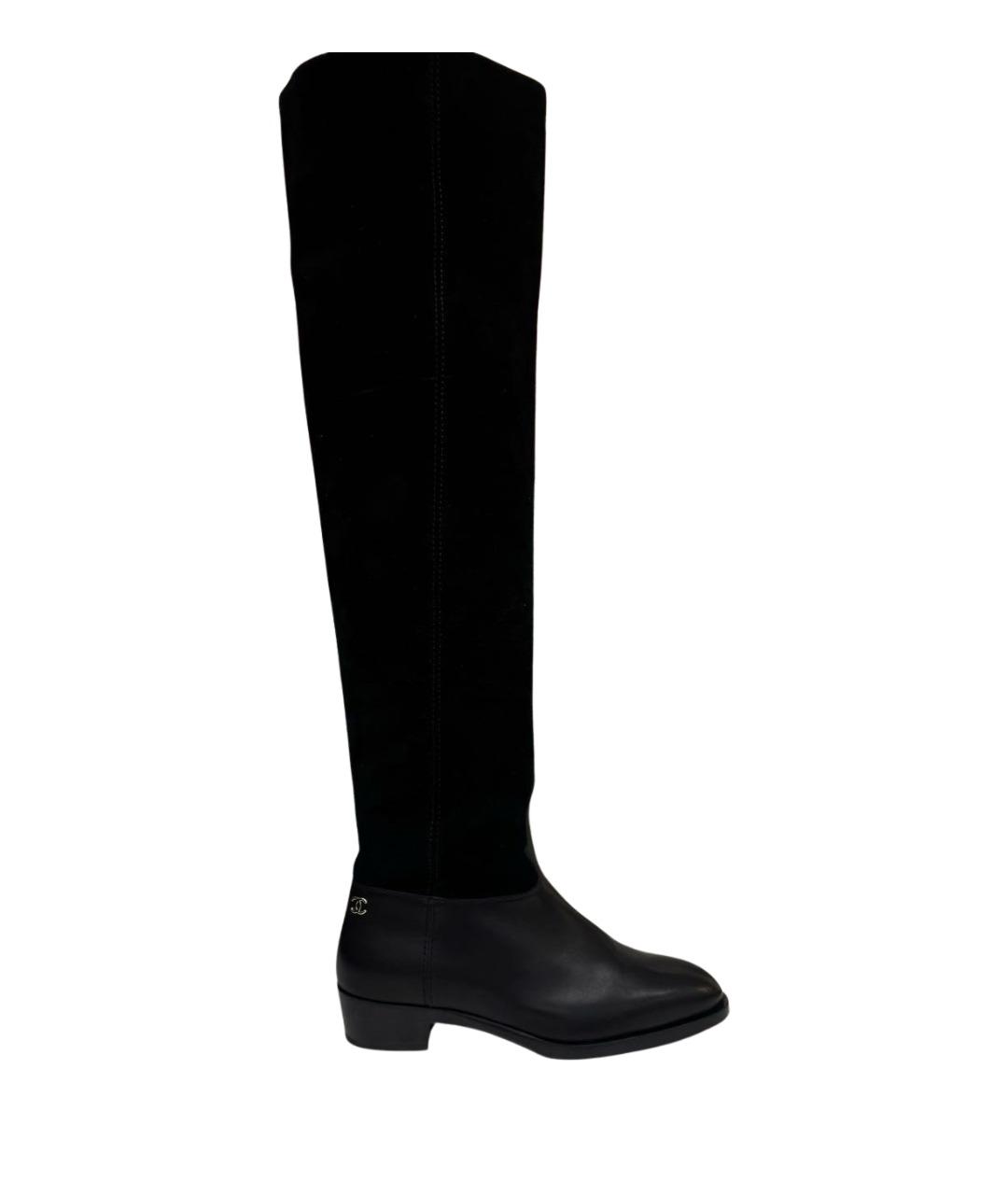 CHANEL Черные кожаные сапоги, фото 1
