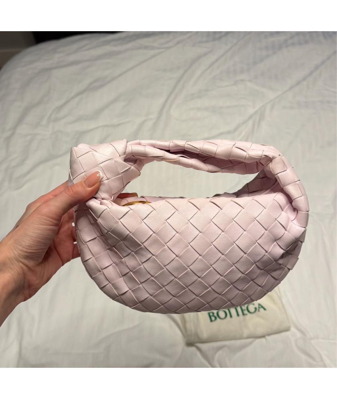 BOTTEGA VENETA Розовая кожаная сумка с короткими ручками, фото 3