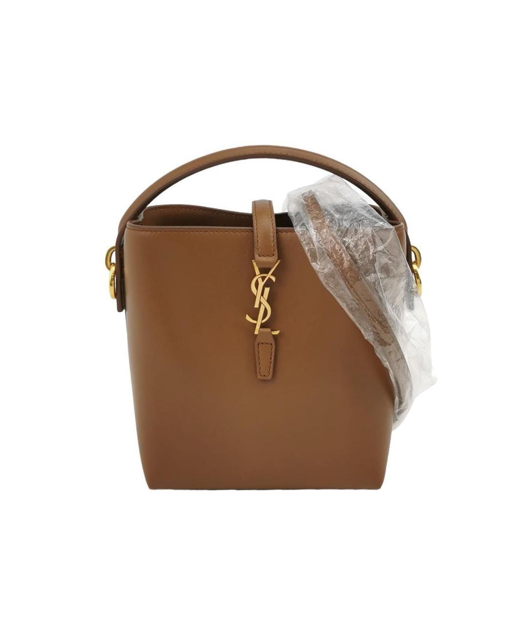 SAINT LAURENT Коричневая кожаная сумка через плечо, фото 1