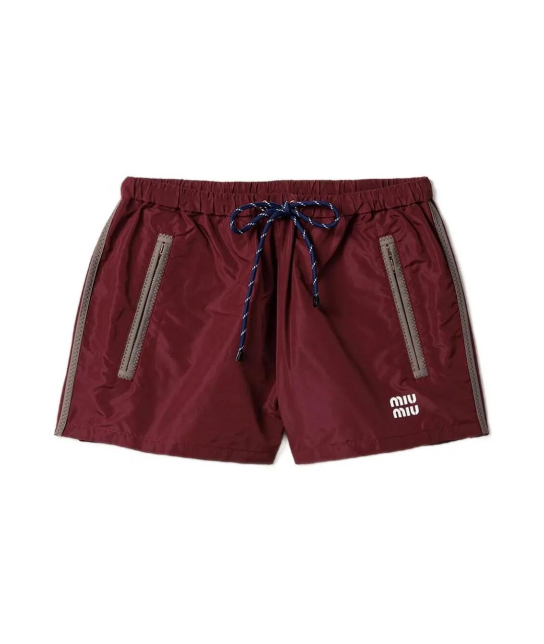 MIU MIU Бордовые полиэстеровые шорты, фото 1