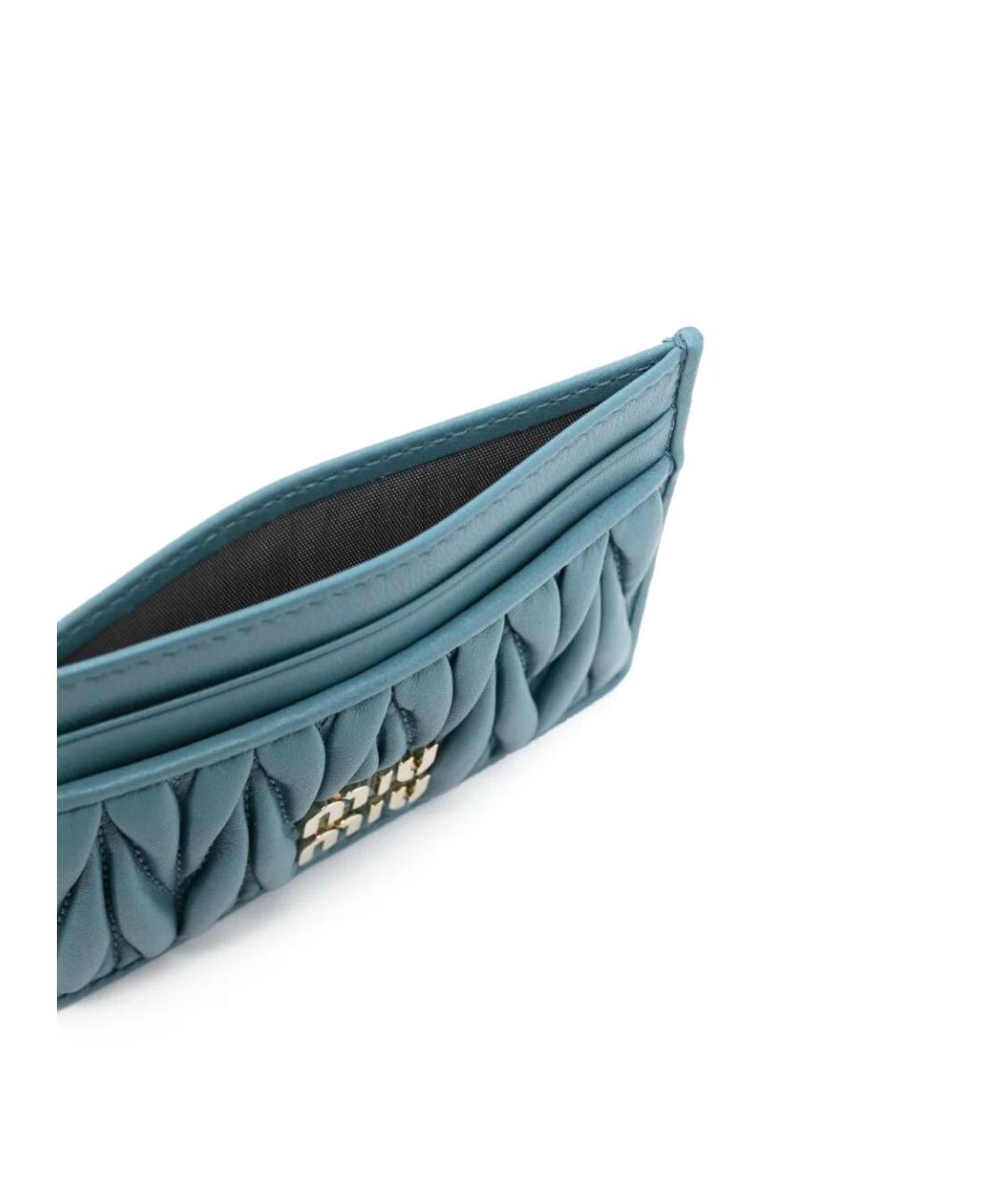 MIU MIU Голубой кожаный кардхолдер, фото 3