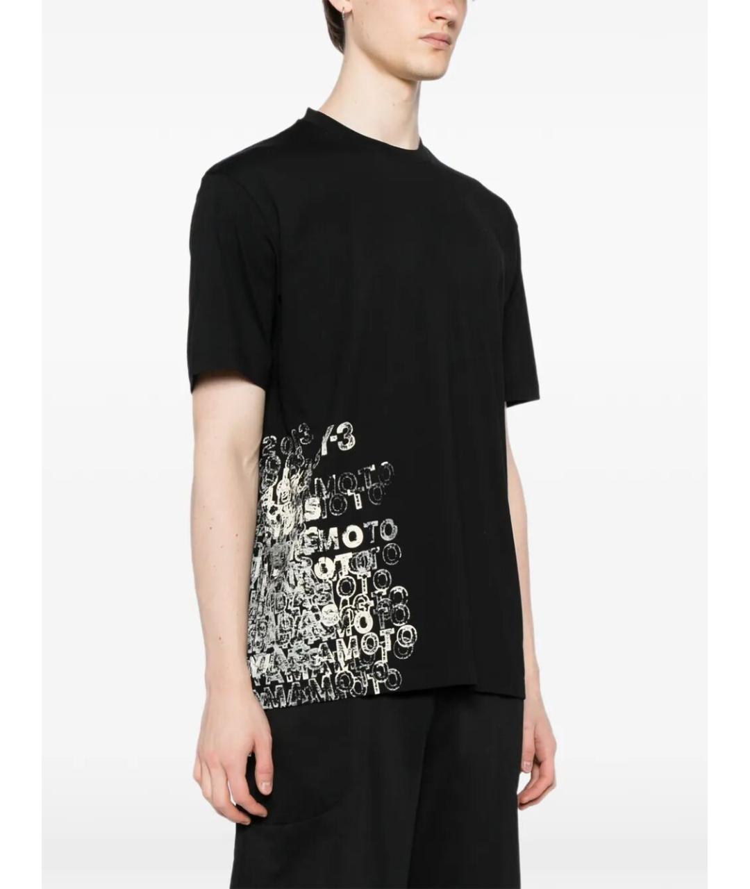 Y-3 Черная хлопковая футболка, фото 3