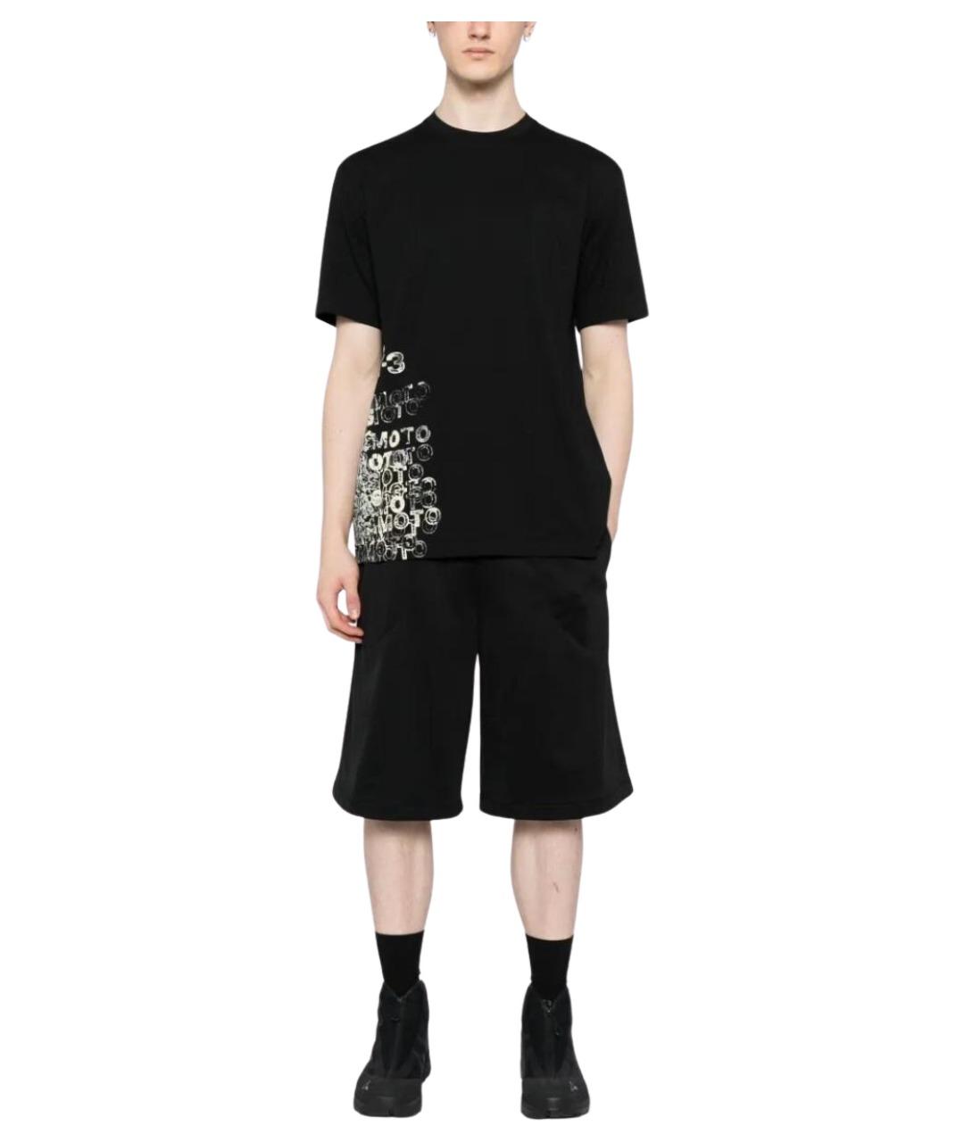 Y-3 Черная хлопковая футболка, фото 2